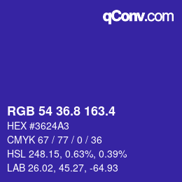 カラーコード: RGB 54 36.8 163.4 | qconv.com