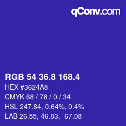 カラーコード: RGB 54 36.8 168.4 | qconv.com