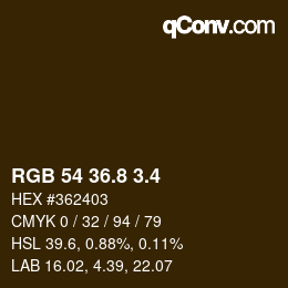 カラーコード: RGB 54 36.8 3.4 | qconv.com