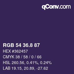 カラーコード: RGB 54 36.8 87 | qconv.com