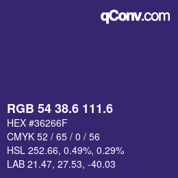 カラーコード: RGB 54 38.6 111.6 | qconv.com