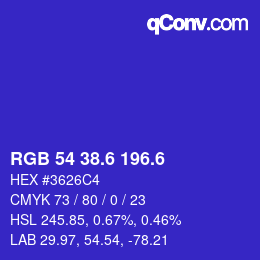 カラーコード: RGB 54 38.6 196.6 | qconv.com