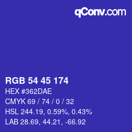 カラーコード: RGB 54 45 174 | qconv.com