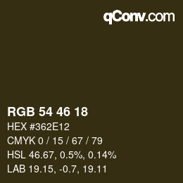 カラーコード: RGB 54 46 18 | qconv.com