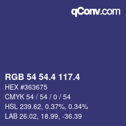 カラーコード: RGB 54 54.4 117.4 | qconv.com