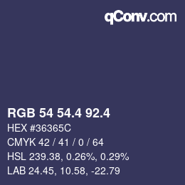 カラーコード: RGB 54 54.4 92.4 | qconv.com