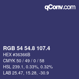 カラーコード: RGB 54 54.8 107.4 | qconv.com