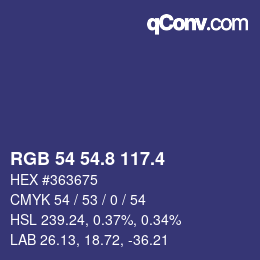 カラーコード: RGB 54 54.8 117.4 | qconv.com