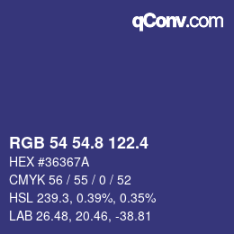 カラーコード: RGB 54 54.8 122.4 | qconv.com