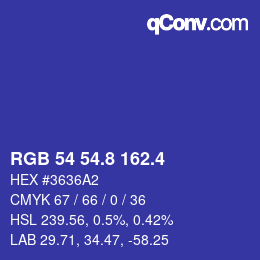 カラーコード: RGB 54 54.8 162.4 | qconv.com