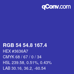 カラーコード: RGB 54 54.8 167.4 | qconv.com