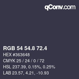 カラーコード: RGB 54 54.8 72.4 | qconv.com