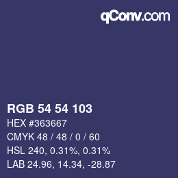 Color code: RGB 54 54 103 | qconv.com