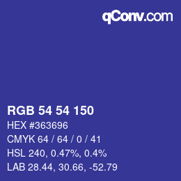 Código de color: RGB 54 54 150 | qconv.com