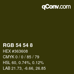 Color code: RGB 54 54 8 | qconv.com