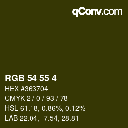 Color code: RGB 54 55 4 | qconv.com