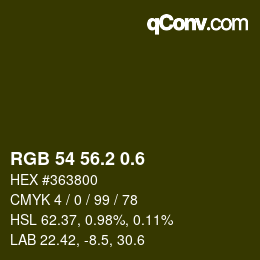 カラーコード: RGB 54 56.2 0.6 | qconv.com