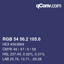 カラーコード: RGB 54 56.2 105.6 | qconv.com