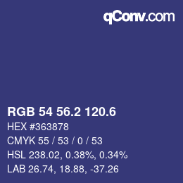 カラーコード: RGB 54 56.2 120.6 | qconv.com