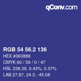 カラーコード: RGB 54 56.2 136 | qconv.com