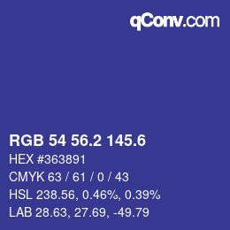 カラーコード: RGB 54 56.2 145.6 | qconv.com