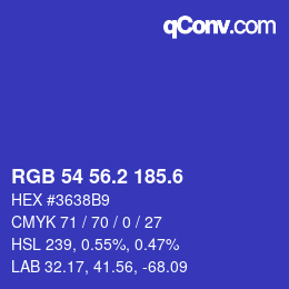 カラーコード: RGB 54 56.2 185.6 | qconv.com