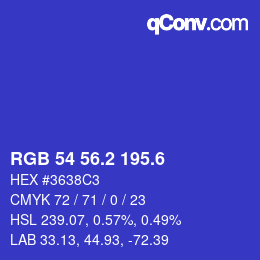 カラーコード: RGB 54 56.2 195.6 | qconv.com