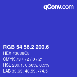 カラーコード: RGB 54 56.2 200.6 | qconv.com