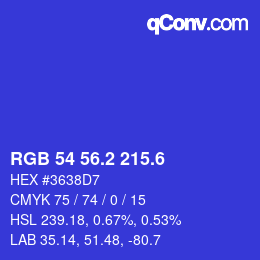 カラーコード: RGB 54 56.2 215.6 | qconv.com