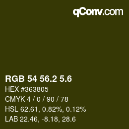 カラーコード: RGB 54 56.2 5.6 | qconv.com