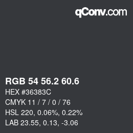 カラーコード: RGB 54 56.2 60.6 | qconv.com
