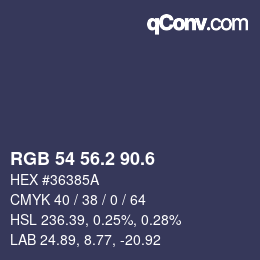カラーコード: RGB 54 56.2 90.6 | qconv.com