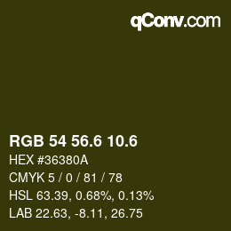 カラーコード: RGB 54 56.6 10.6 | qconv.com