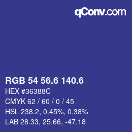カラーコード: RGB 54 56.6 140.6 | qconv.com