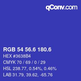 カラーコード: RGB 54 56.6 180.6 | qconv.com