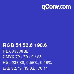 カラーコード: RGB 54 56.6 190.6 | qconv.com
