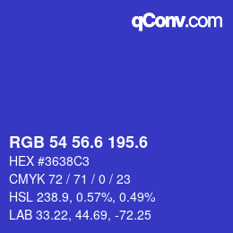 カラーコード: RGB 54 56.6 195.6 | qconv.com