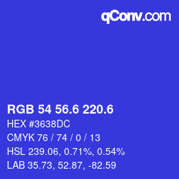 カラーコード: RGB 54 56.6 220.6 | qconv.com