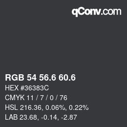 カラーコード: RGB 54 56.6 60.6 | qconv.com