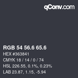 カラーコード: RGB 54 56.6 65.6 | qconv.com