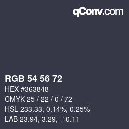 カラーコード: RGB 54 56 72 | qconv.com