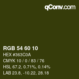 カラーコード: RGB 54 60 10 | qconv.com