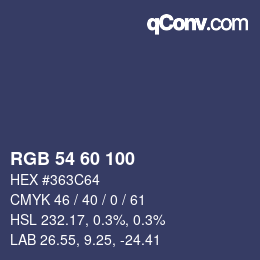 カラーコード: RGB 54 60 100 | qconv.com