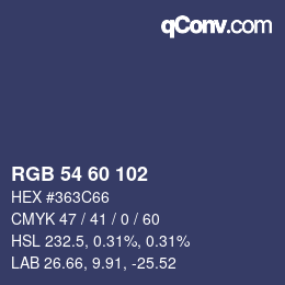 カラーコード: RGB 54 60 102 | qconv.com