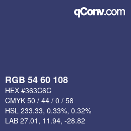 カラーコード: RGB 54 60 108 | qconv.com
