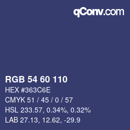 颜色代码: RGB 54 60 110 | qconv.com