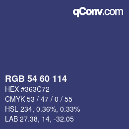 カラーコード: RGB 54 60 114 | qconv.com