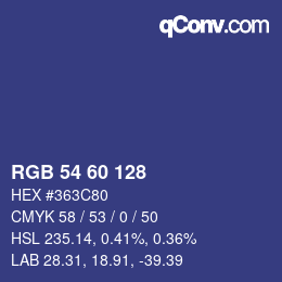 カラーコード: RGB 54 60 128 | qconv.com