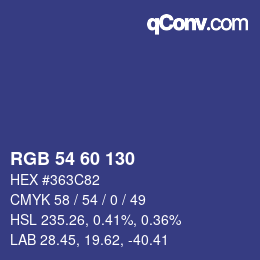 颜色代码: RGB 54 60 130 | qconv.com