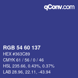 カラーコード: RGB 54 60 137 | qconv.com